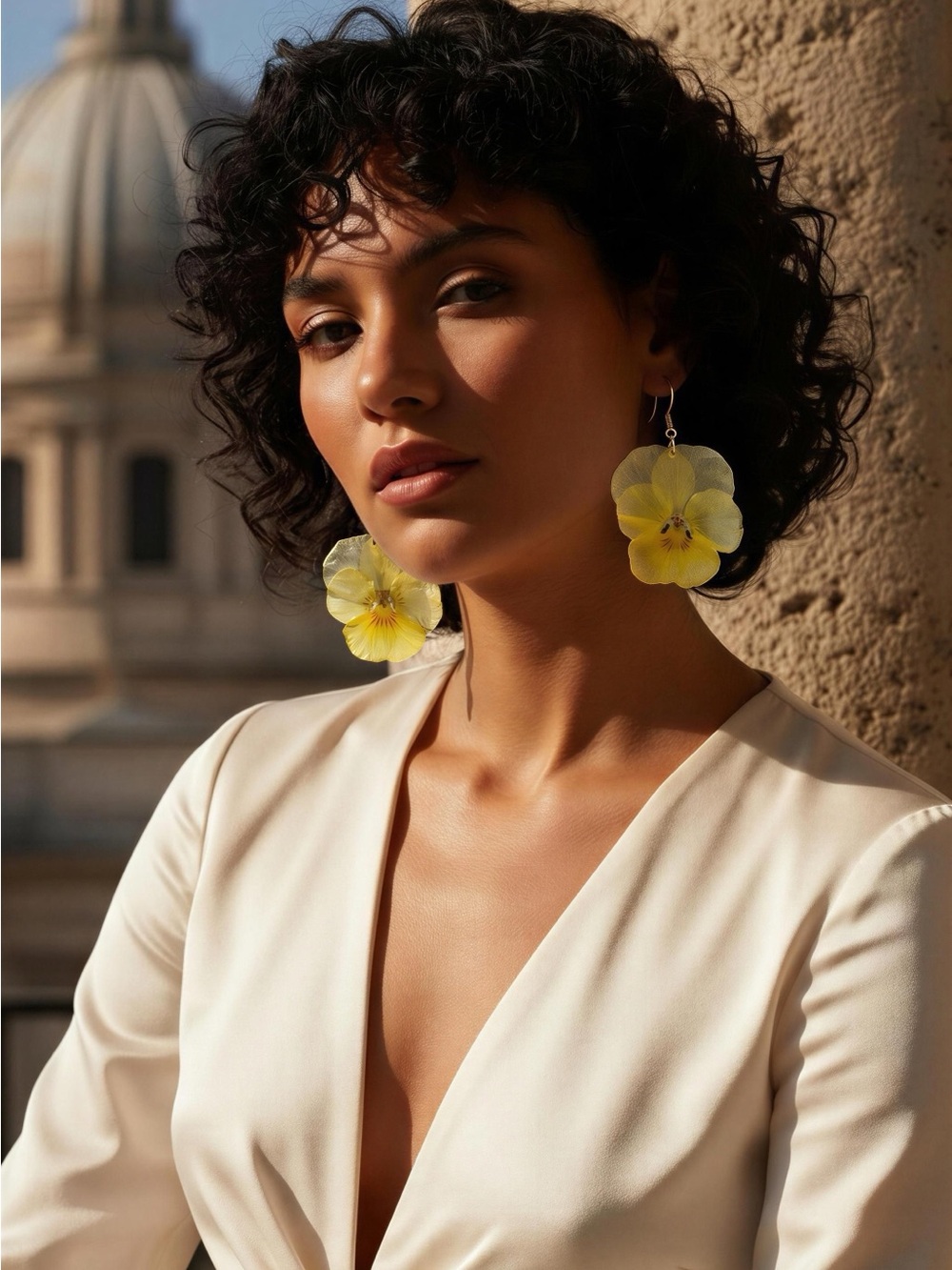 Yellow Flower Drop Earrings - Women Jewelry